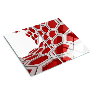 Planche à découper verre Motif hexagonal dans les tons de rouge