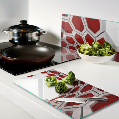 Planche à découper verre Motif hexagonal dans les tons de rouge