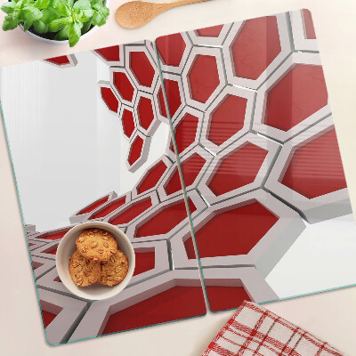 Planche à découper verre Motif hexagonal dans les tons de rouge