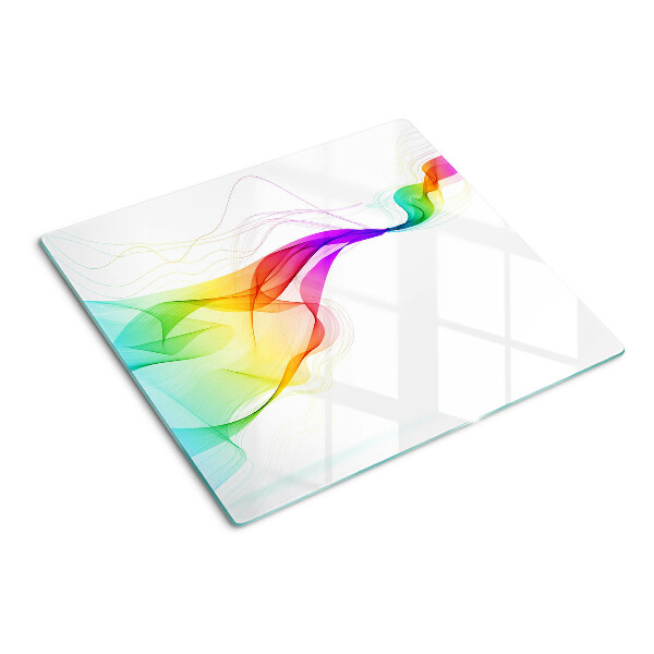 Planche à découper verre Vagues de couleurs arc-en-ciel