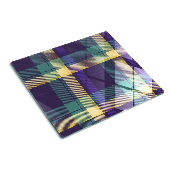 Planche à découper verre Motif à carreaux dans les tons violet et vert