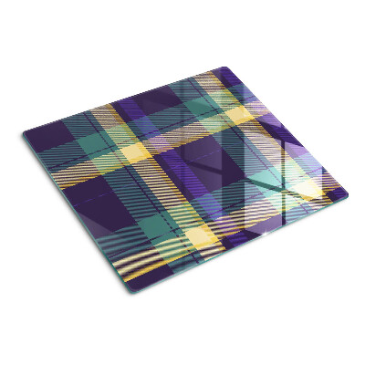 Planche à découper verre Motif à carreaux dans les tons violet et vert