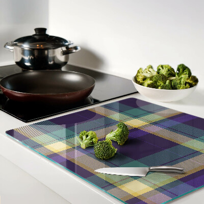 Planche à découper verre Motif à carreaux dans les tons violet et vert