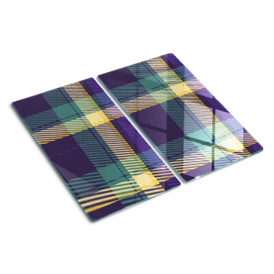 Planche à découper verre Motif à carreaux dans les tons violet et vert