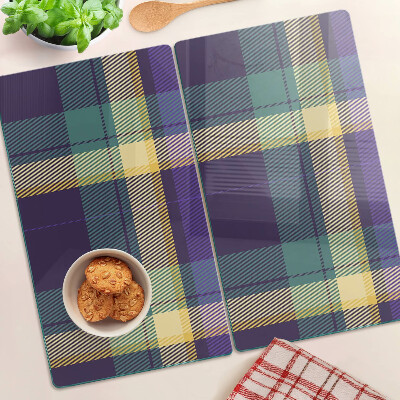 Planche à découper verre Motif à carreaux dans les tons violet et vert
