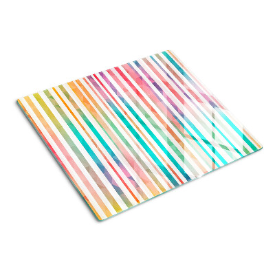 Planche à découper en verre Rayures colorées aux nuances de l'arc-en-ciel