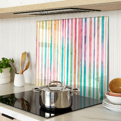 Planche à découper en verre Rayures colorées aux nuances de l'arc-en-ciel