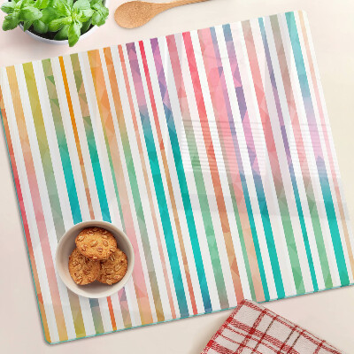 Planche à découper en verre Rayures colorées aux nuances de l'arc-en-ciel