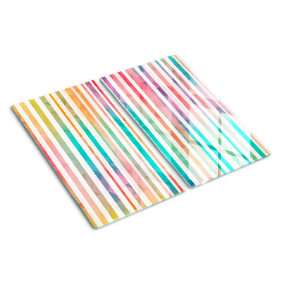 Planche à découper en verre Rayures colorées aux nuances de l'arc-en-ciel