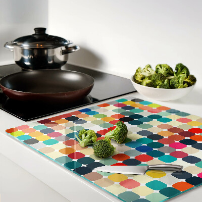 Planche à découper verre Cercles colorés dans une grille