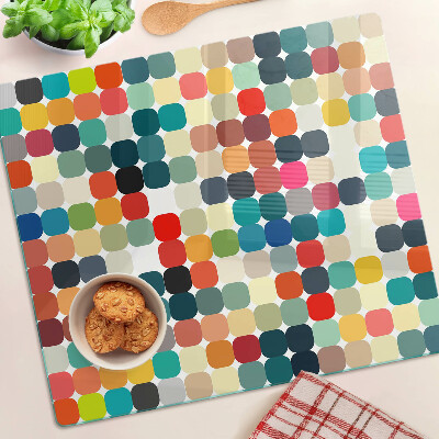 Planche à découper verre Cercles colorés dans une grille