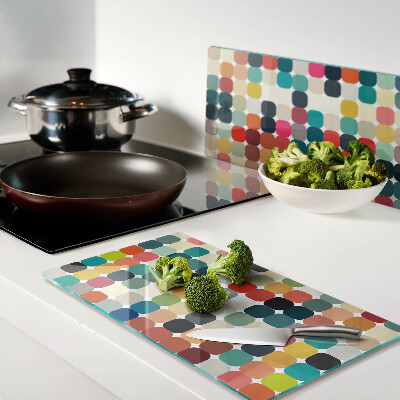 Planche à découper verre Cercles colorés dans une grille