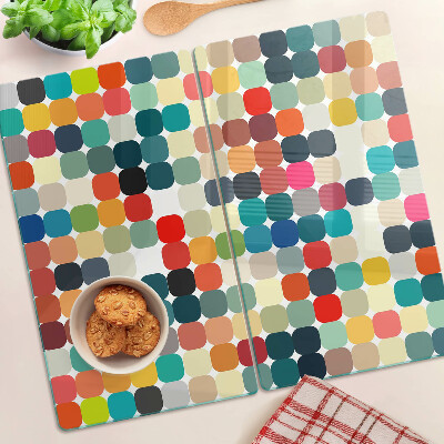 Planche à découper verre Cercles colorés dans une grille