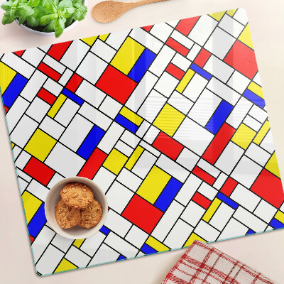 Planche à découper verre Géométrie à la manière de Mondrian
