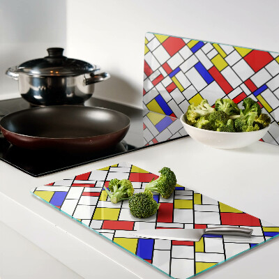 Planche à découper verre Géométrie à la manière de Mondrian