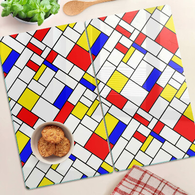 Planche à découper verre Géométrie à la manière de Mondrian