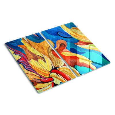 Planche à découper en verre Fleurs colorées sur un fond abstrait