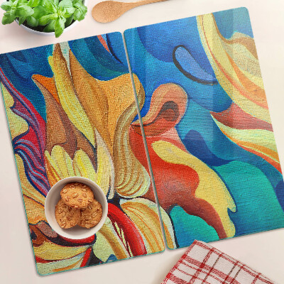 Planche à découper en verre Fleurs colorées sur un fond abstrait