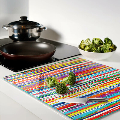 Planche à découper verre Rayures colorées dans différentes nuances