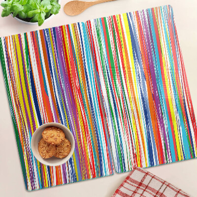 Planche à découper verre Rayures colorées dans différentes nuances