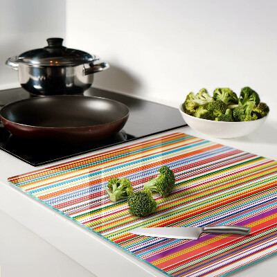 Planche à découper verre Rayures colorées