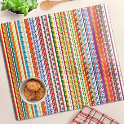 Planche à découper verre Rayures colorées