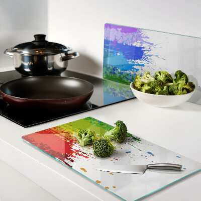 Planche à découper en verre Taches de peinture colorées
