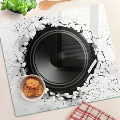 Planche à découper en verre Haut-parleur dans un mur cassé