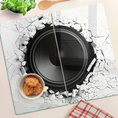 Planche à découper en verre Haut-parleur dans un mur cassé