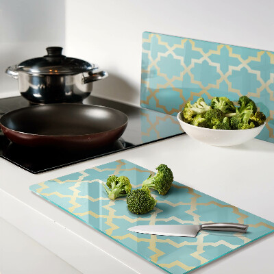 Planche à découper verre Motif arabesque dans les tons de bleu