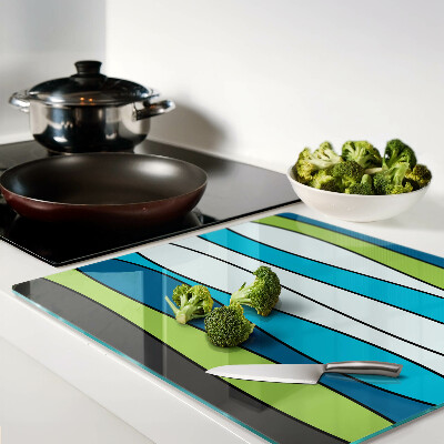 Planche à découper verre Des vagues aux nuances de bleu et de vert