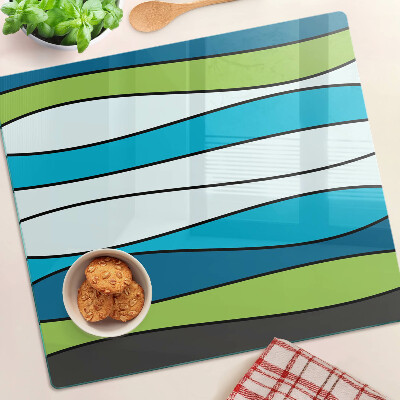 Planche à découper verre Des vagues aux nuances de bleu et de vert