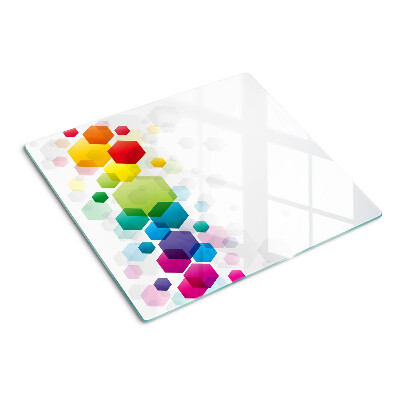 Planche à découper en verre Hexagones colorés en arrière-plan