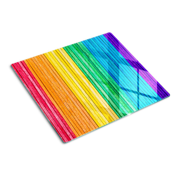 Planche à découper verre Rayures aux couleurs de l'arc-en-ciel