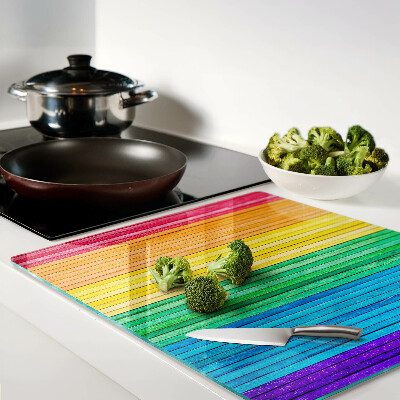 Planche à découper verre Rayures aux couleurs de l'arc-en-ciel