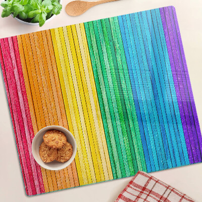Planche à découper verre Rayures aux couleurs de l'arc-en-ciel