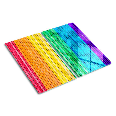 Planche à découper verre Rayures aux couleurs de l'arc-en-ciel