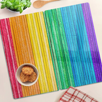 Planche à découper verre Rayures aux couleurs de l'arc-en-ciel