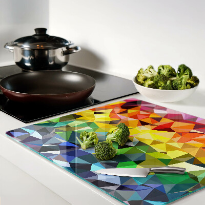 Planche à découper en verre Mosaïque triangulaire colorée