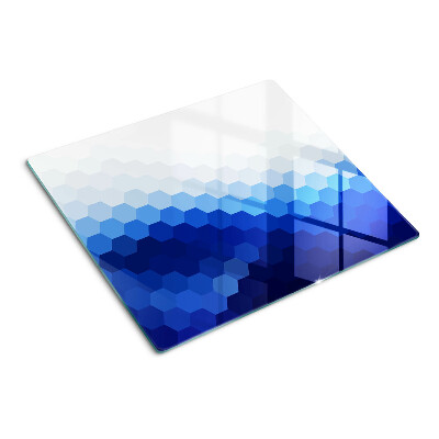Planche à découper en verre Hexagones bleus en dégradés