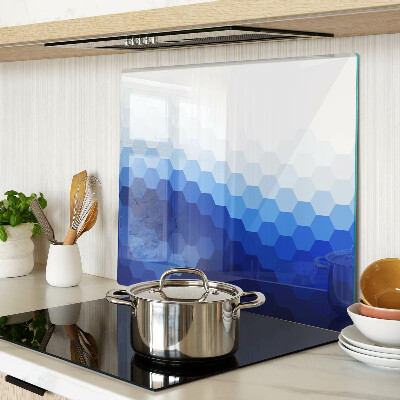 Planche à découper en verre Hexagones bleus en dégradés