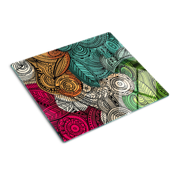 Planche à découper verre Motif mandala aux motifs colorés