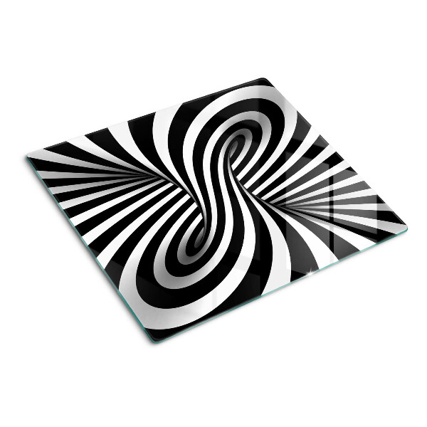 Planche à découper verre Motif en spirale noir et blanc