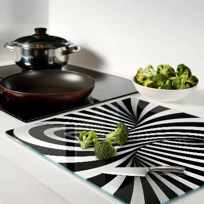 Planche à découper verre Motif en spirale noir et blanc