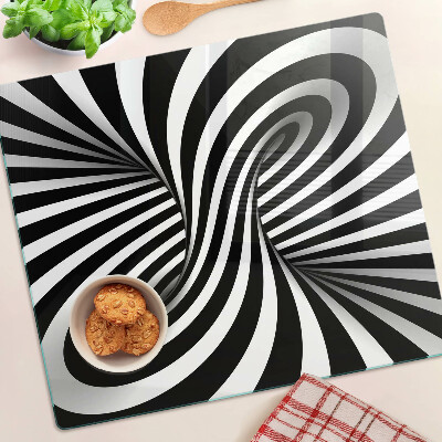 Planche à découper verre Motif en spirale noir et blanc