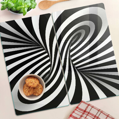 Planche à découper verre Motif en spirale noir et blanc