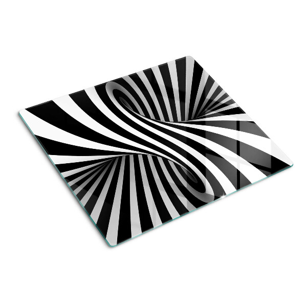 Planche à découper en verre Motif en spirale noir et blanc
