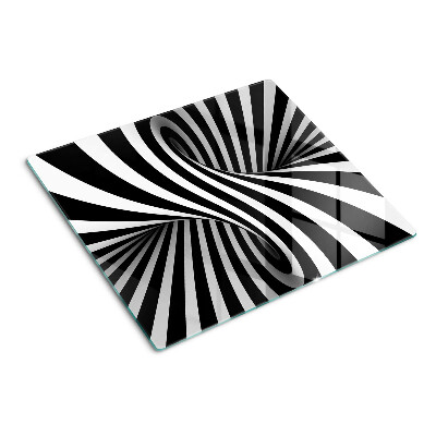 Planche à découper en verre Motif en spirale noir et blanc