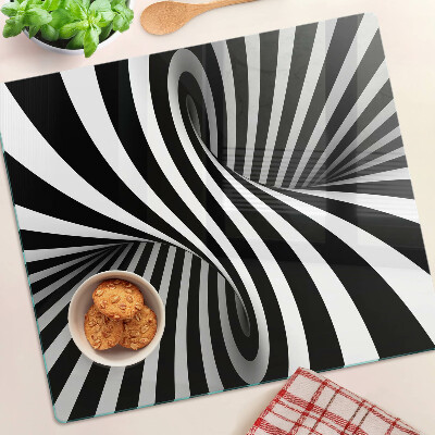 Planche à découper en verre Motif en spirale noir et blanc