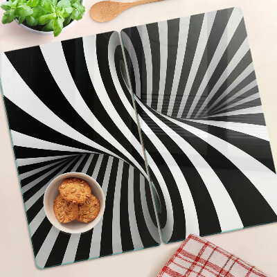 Planche à découper en verre Motif en spirale noir et blanc